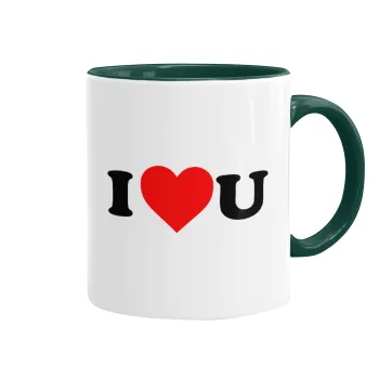 I ❤️ U, Mug colored green, ceramic, 330ml