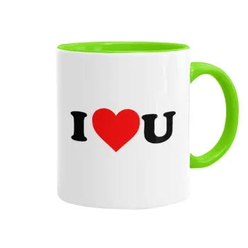 I ❤️ U, Mug colored light green, ceramic, 330ml