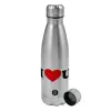 Metallic water bottle, stainless steel, 750ml