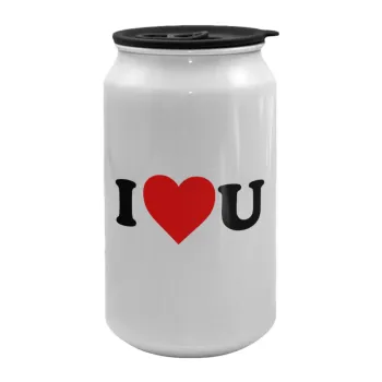 I ❤️ U, Κούπα ταξιδιού μεταλλική με καπάκι (tin-can) 500ml