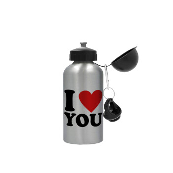 I LOVE YOU, Metallic water jug, Silver, aluminum 500ml