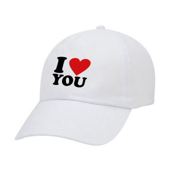 I LOVE YOU, Καπέλο Baseball Λευκό (5-φύλλο, unisex)