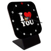 I LOVE YOU, Επιτραπέζιο ρολόι ξύλινο με δείκτες (10cm)