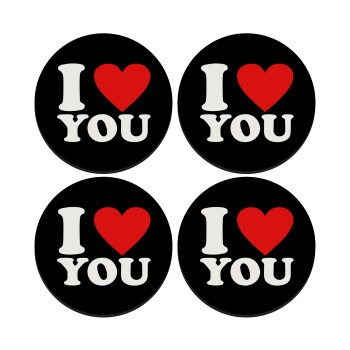 I LOVE YOU, SET of 4 round wooden coasters (9cm)
