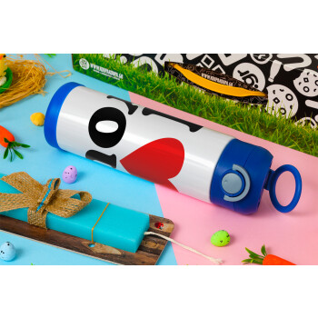 I LOVE YOU, Easter candle, Childrens hot water bottle, stainless steel, with safety straw, BLUE (500ml)