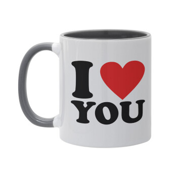 I LOVE YOU, Mug colored grey, ceramic, 330ml