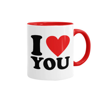 I LOVE YOU, Mug colored red, ceramic, 330ml