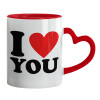 Mug heart red handle, ceramic, 330ml