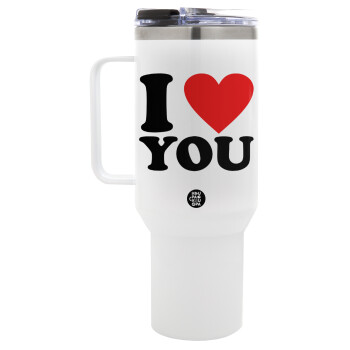 I LOVE YOU, Mega Stainless steel Tumbler with lid, double wall 1,2L