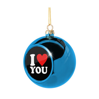 I LOVE YOU, Χριστουγεννιάτικη μπάλα δένδρου Μπλε 8cm
