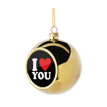I LOVE YOU, Χριστουγεννιάτικη μπάλα δένδρου Χρυσή 8cm