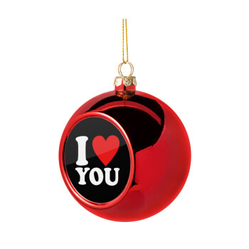 I LOVE YOU, Χριστουγεννιάτικη μπάλα δένδρου Κόκκινη 8cm