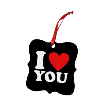 I LOVE YOU, Στολίδι Χριστουγεννιάτικο στολίδι polygon ξύλινο 7.5cm