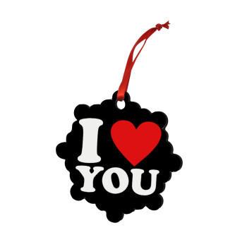 I LOVE YOU, Christmas ornament snowflake wooden 7.5cm