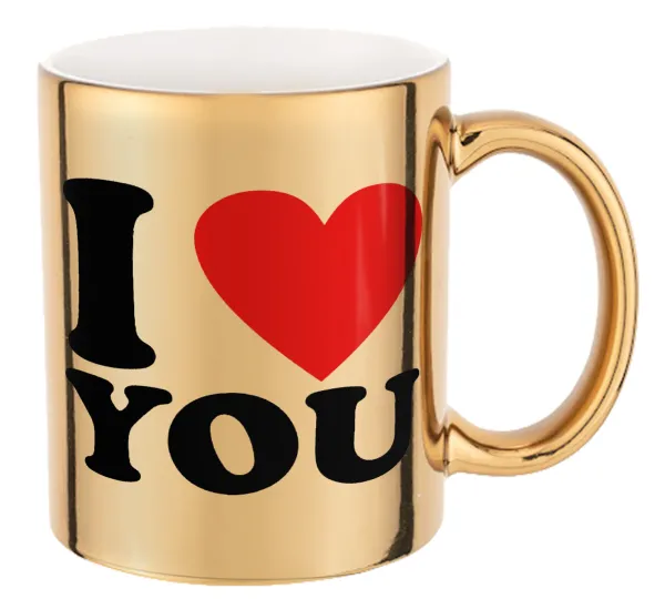 I LOVE YOU — Κούπα κεραμική, χρυσή καθρέπτης, 330ml