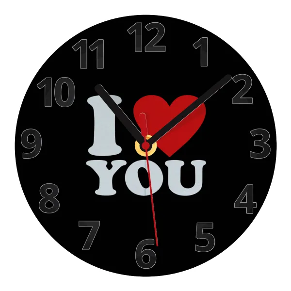 I LOVE YOU — Ρολόι τοίχου γυάλινο 20cm