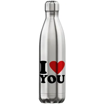 I LOVE YOU, Μεταλλικό παγούρι θερμός Inox (Stainless steel), διπλού τοιχώματος, 750ml