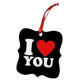 I LOVE YOU, Στολίδι Χριστουγεννιάτικο στολίδι polygon ξύλινο 7.5cm