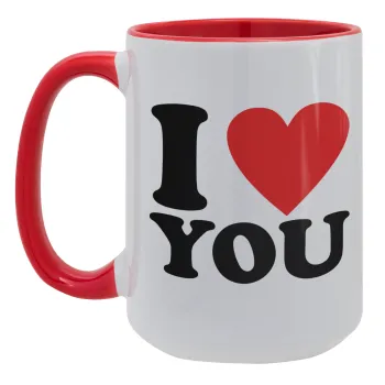 I LOVE YOU, Κούπα Mega 15oz, κεραμική Κόκκινη, 450ml