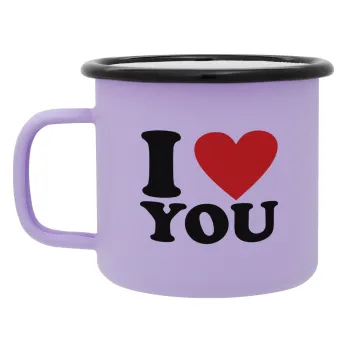 I LOVE YOU, Κούπα Μεταλλική εμαγιέ ΜΑΤ Light Pastel Purple 360ml