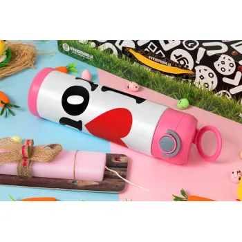 I LOVE YOU, Easter candle, Childrens hot water bottle, stainless steel, with safety straw, PINK (500ml)