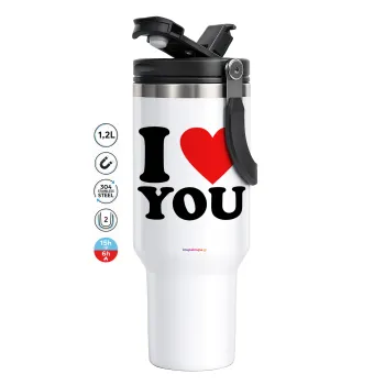I LOVE YOU, Mega Stainless steel Tumbler with lid, double wall 1,2L