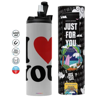 I LOVE YOU, Tumbler stainless steel GREY 600ml