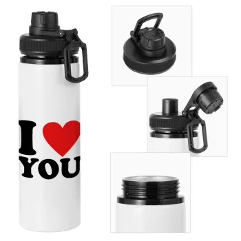 I LOVE YOU, Metal water bottle with safety cap, aluminum 850ml