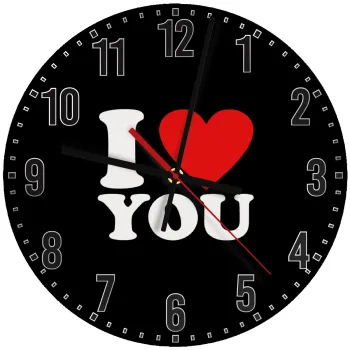 I LOVE YOU, Ρολόι τοίχου ξύλινο (30cm)