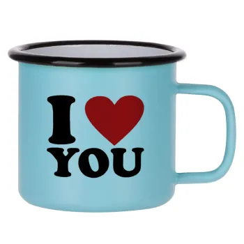 I LOVE YOU, Κούπα Μεταλλική εμαγιέ ΜΑΤ σιέλ 360ml