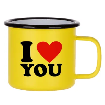 I LOVE YOU, Metallic enamel MATT Yellow cup 360ml
