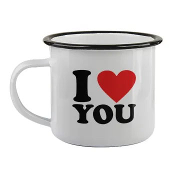 I LOVE YOU, Κούπα εμαγιέ με μαύρο χείλος 360ml