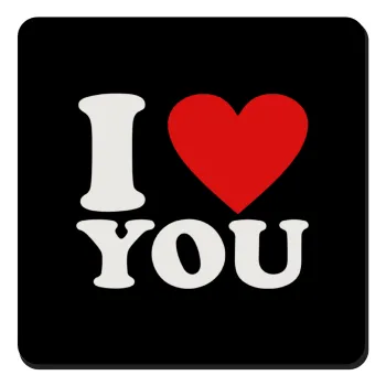 I LOVE YOU, Τετράγωνο μαγνητάκι ξύλινο 9x9cm