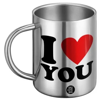 I LOVE YOU, Ανοξείδωτη Μεταλλική Κούπα 450ml - Διπλού Τοιχώματος