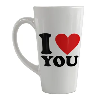 I LOVE YOU, Κούπα κωνική Latte Μεγάλη, κεραμική, 450ml