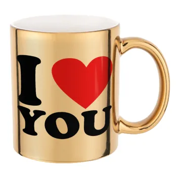 I LOVE YOU, Mug ceramic, gold mirror, 330ml