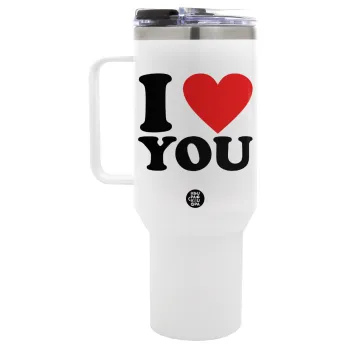 I LOVE YOU, Mega Stainless steel Tumbler with lid, double wall 1,2L