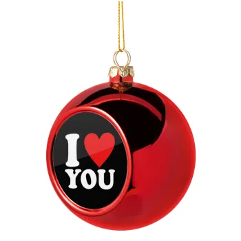 I LOVE YOU, Christmas tree ball Red 8cm