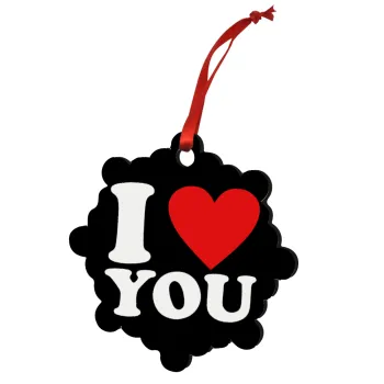 I LOVE YOU, Christmas ornament snowflake wooden 7.5cm