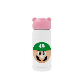 Luigi flat, Pink stainless steel thermal flask, 320ml