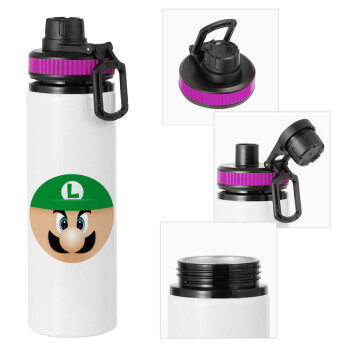 Luigi flat, Metallic water bottle with safety lid, 850ml aluminum