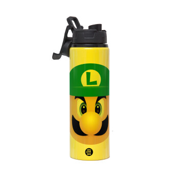 Luigi flat, Metallic water bottle with safety lid, 850ml aluminum