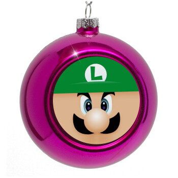 Luigi flat, Purple Christmas tree ornament bauble 8cm