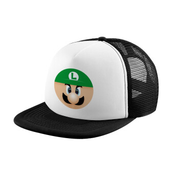 Luigi flat, Καπέλο Ενηλίκων Soft Trucker με Δίχτυ Black/White (POLYESTER, ΕΝΗΛΙΚΩΝ, UNISEX, ONE SIZE)