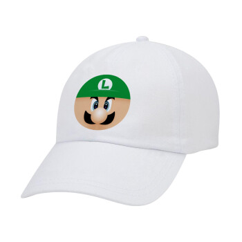 Luigi flat, Καπέλο Ενηλίκων Baseball Λευκό 5-φύλλο (POLYESTER, ΕΝΗΛΙΚΩΝ, UNISEX, ONE SIZE)