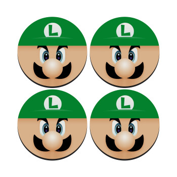 Luigi flat, SET of 4 round wooden coasters (9cm)