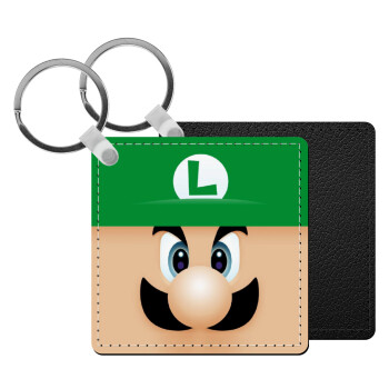 Luigi flat, Μπρελόκ Δερματίνη, τετράγωνο ΜΑΥΡΟ (5x5cm)