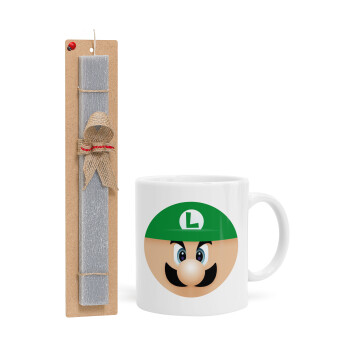 Luigi flat, Easter Set, Ceramic Cup (330ml) & Easter aromatic flat candle (30cm) (GRAY)