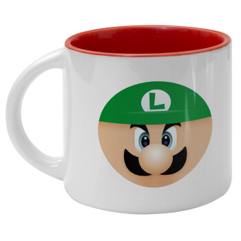 Luigi flat, Κούπα κεραμική 400ml Λευκή/Κόκκινη