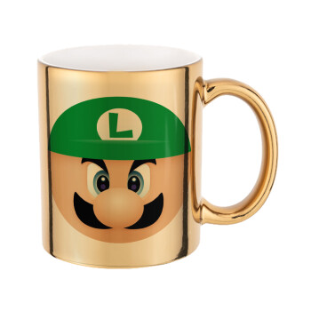 Luigi flat, Mug ceramic, gold mirror, 330ml